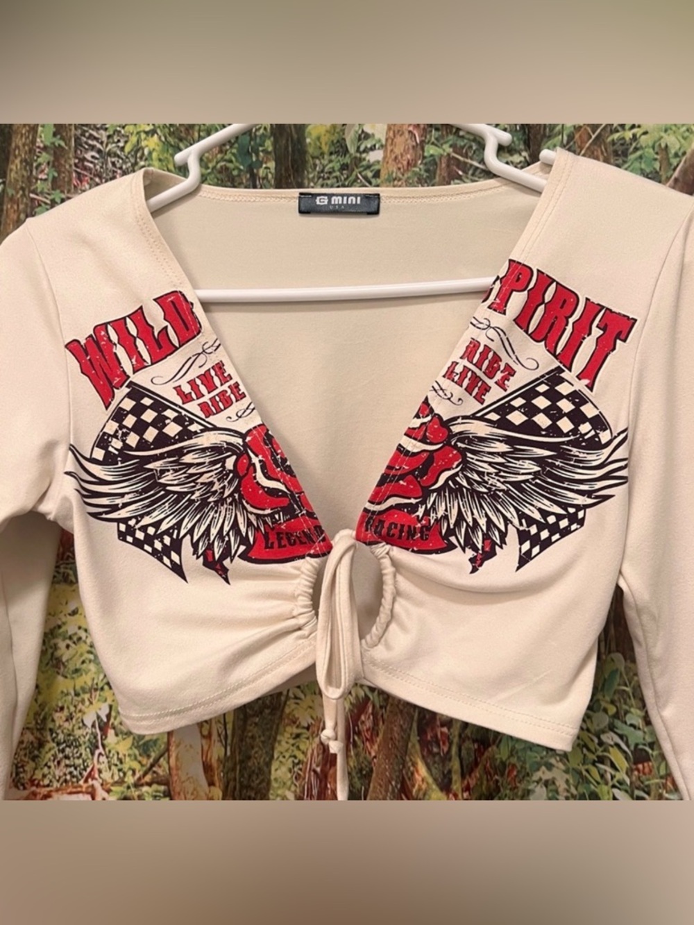 Motorcycle Crop Top Y2K Edgy Punk Grunge Graphic small sexy rare vintage biker